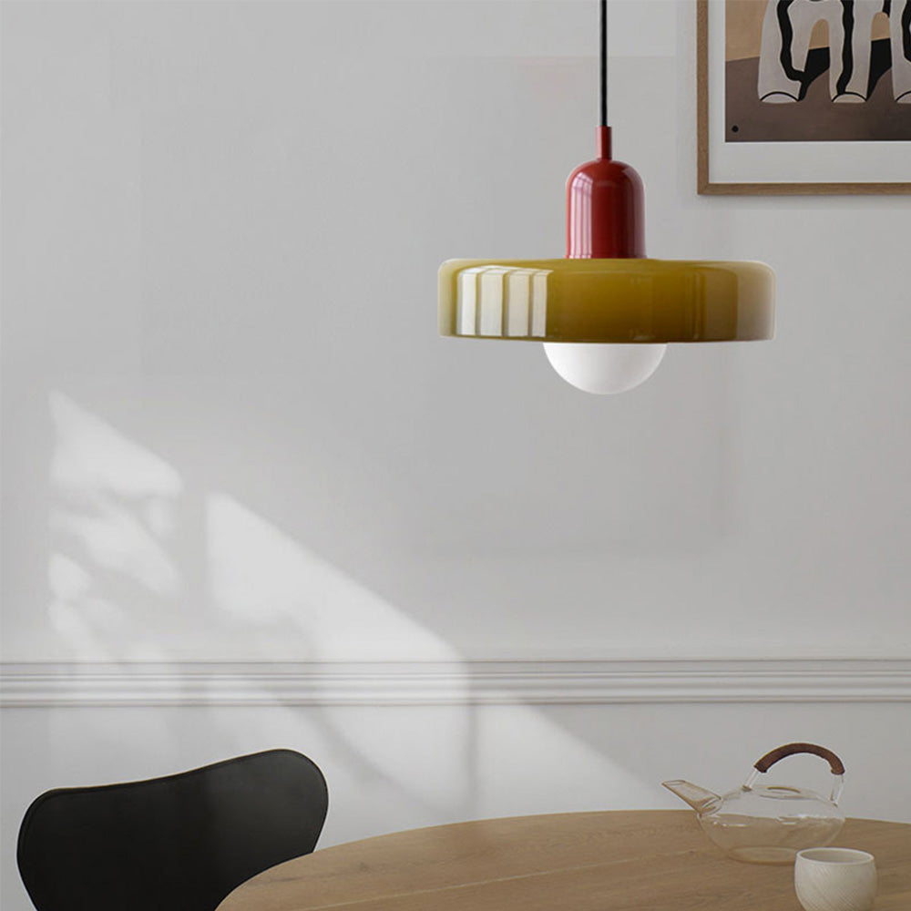 Bauhaus Glass Pendant Light – Colorful Design – Retro Ceiling Lamp