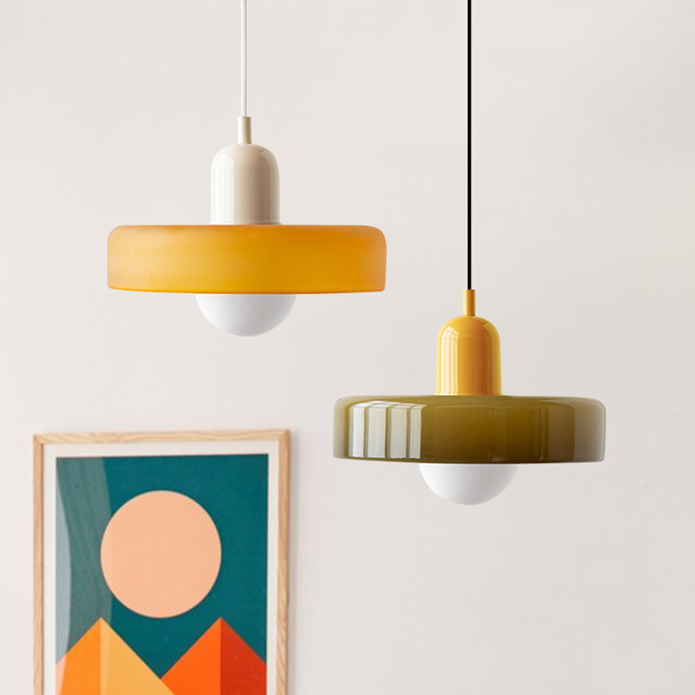 Bauhaus Glass Pendant Light – Colorful Design – Retro Ceiling Lamp