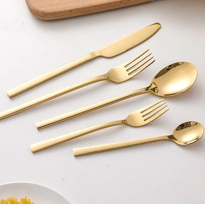 30-Piece Modern Cutlery Set for 6 – Ergonomic Stainless Steel Flatware in Gold, Black, Silver, and Rose Gold 0