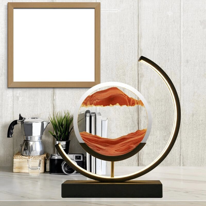 3D Rotatable Quicksand Table Lamp with Dimmable LED Light – Modern Iron Art Design for Unique Home Décor 3