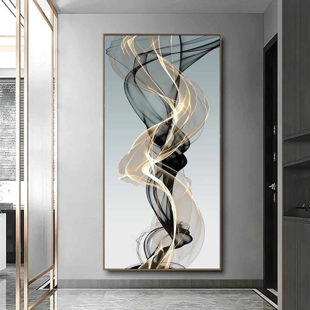 Abstract Art Print - Smokey Gold Design with Deep Blacks and Shimmering Golds - Limited Edition on Museum-Quality Paper 0