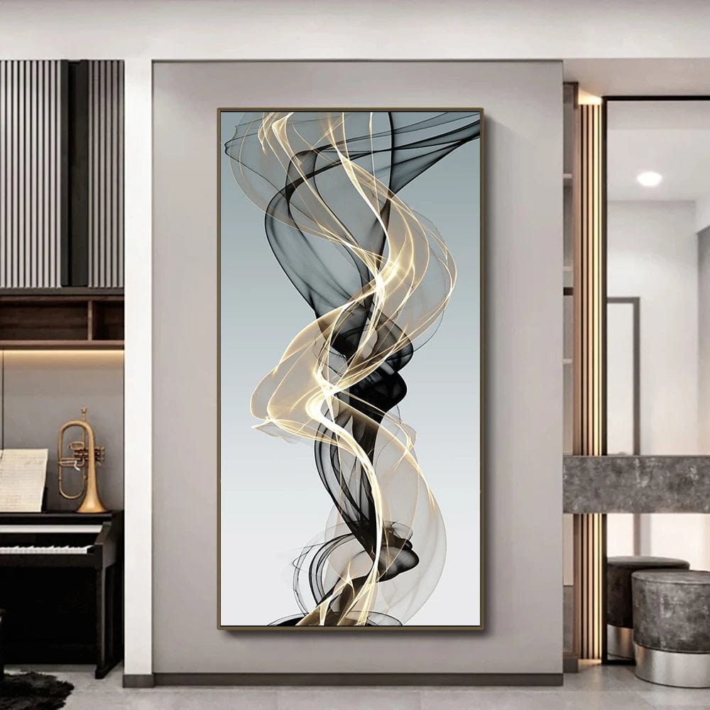 Abstract Art Print - Smokey Gold Design with Deep Blacks and Shimmering Golds - Limited Edition on Museum-Quality Paper 1