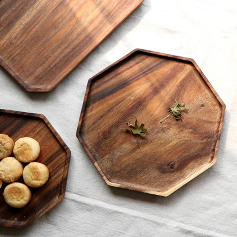 Acacia Wood Serving Plate – Timeless Design Wooden Platter for Appetizers and Dishes, Lightweight and Food Safe 0