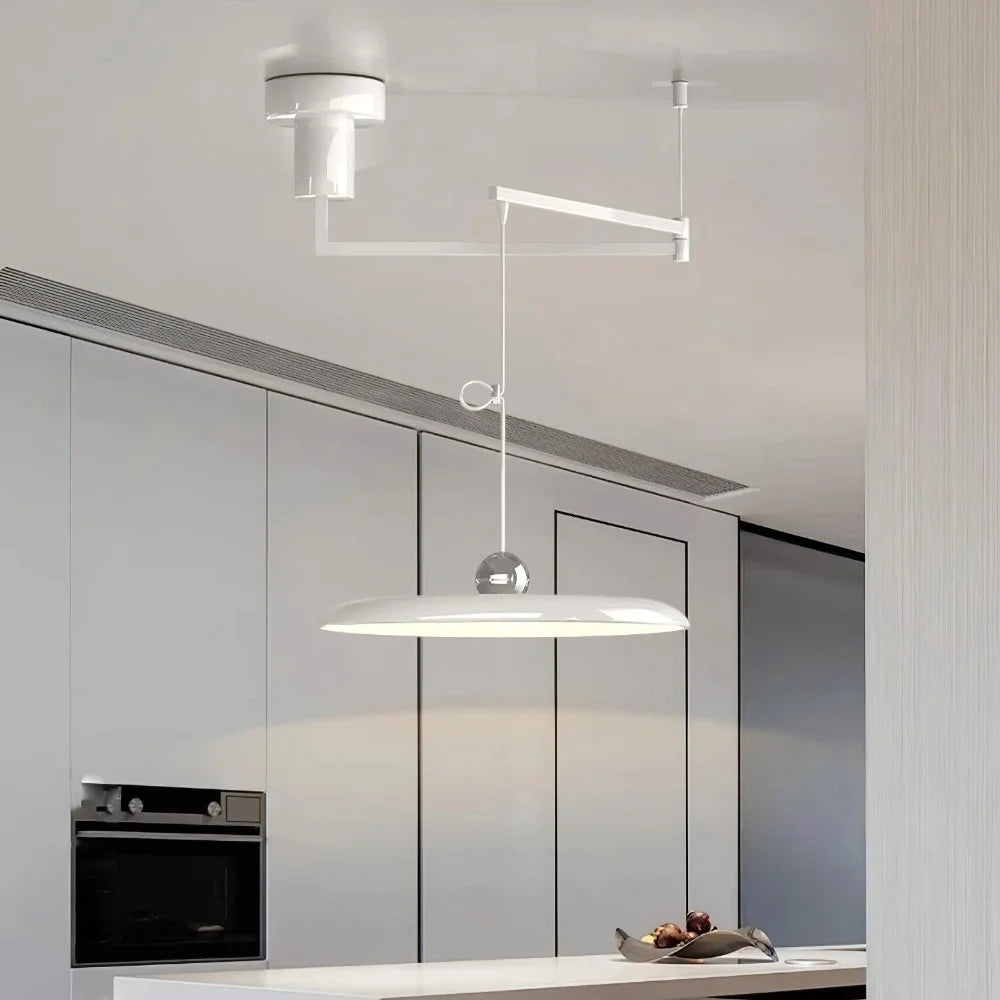 Adjustable Acrylic Disc Pendant Light – Modern Kitchen Pendant Lighting with Swing Arm Ceiling Fixture 3