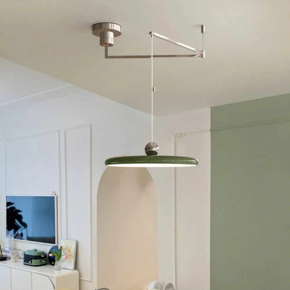 Adjustable Acrylic Disc Pendant Light – Modern Kitchen Pendant Lighting with Swing Arm Ceiling Fixture 4