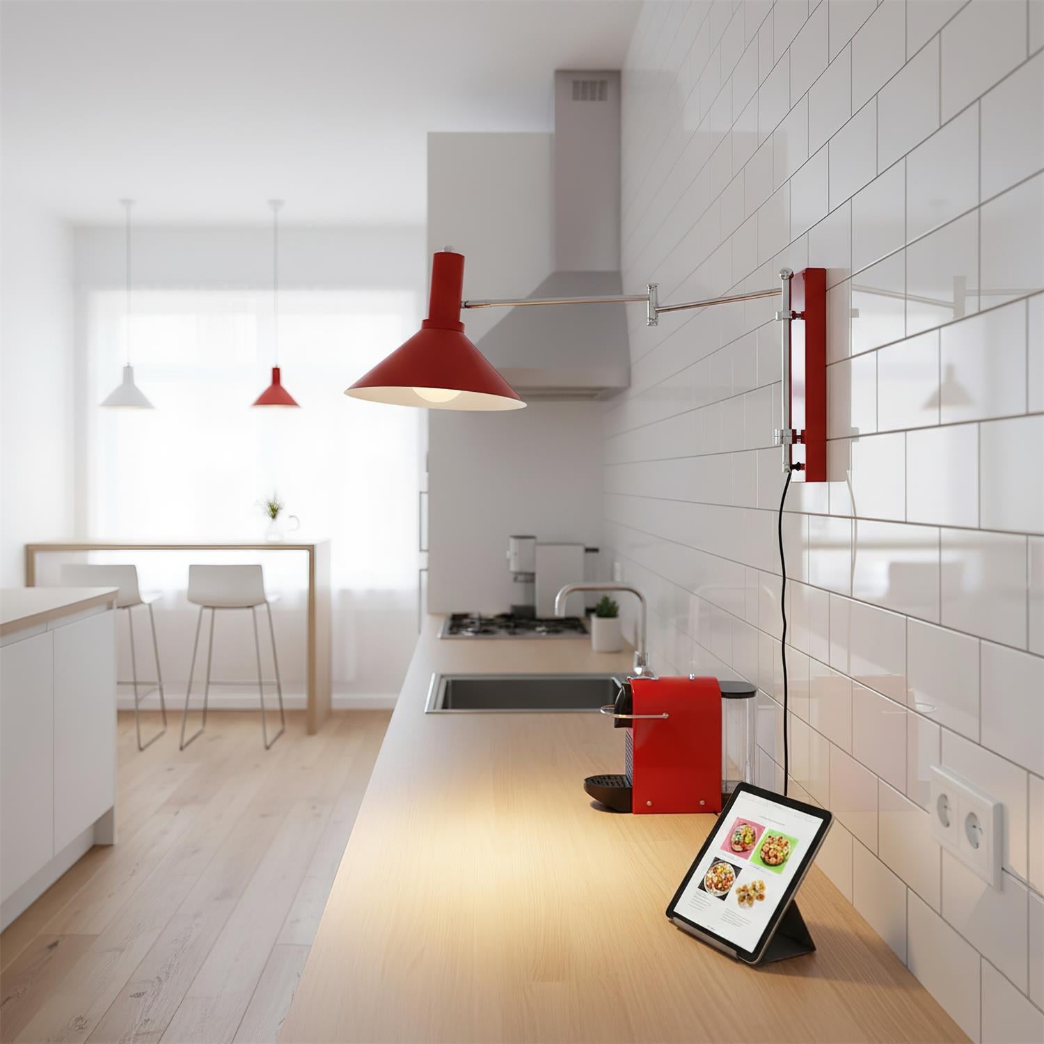 Adjustable Wall Lamp with 360-Degree Swivel – Damp Rated Bathroom Wall Lights in White, Black, and Red 7