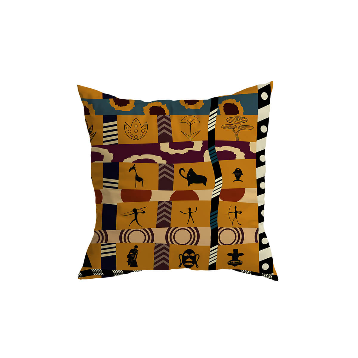 African Pattern Cushion Cover 45cm x 45cm – Soft Linen Decorative Pillow for Modern Boho Interiors 0