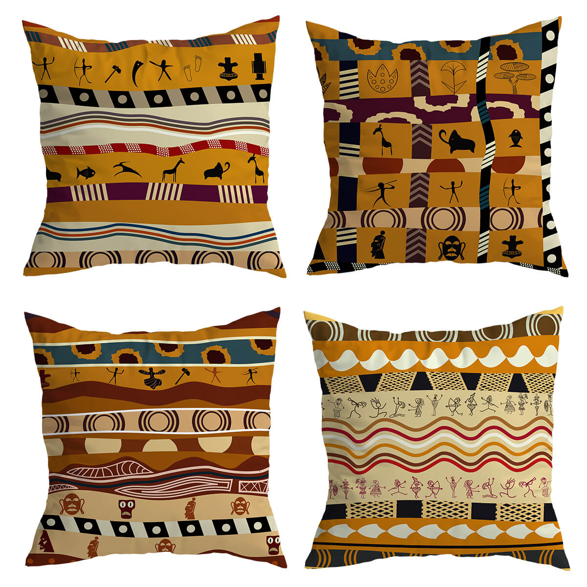 African Pattern Cushion Cover 45cm x 45cm – Soft Linen Decorative Pillow for Modern Boho Interiors 1