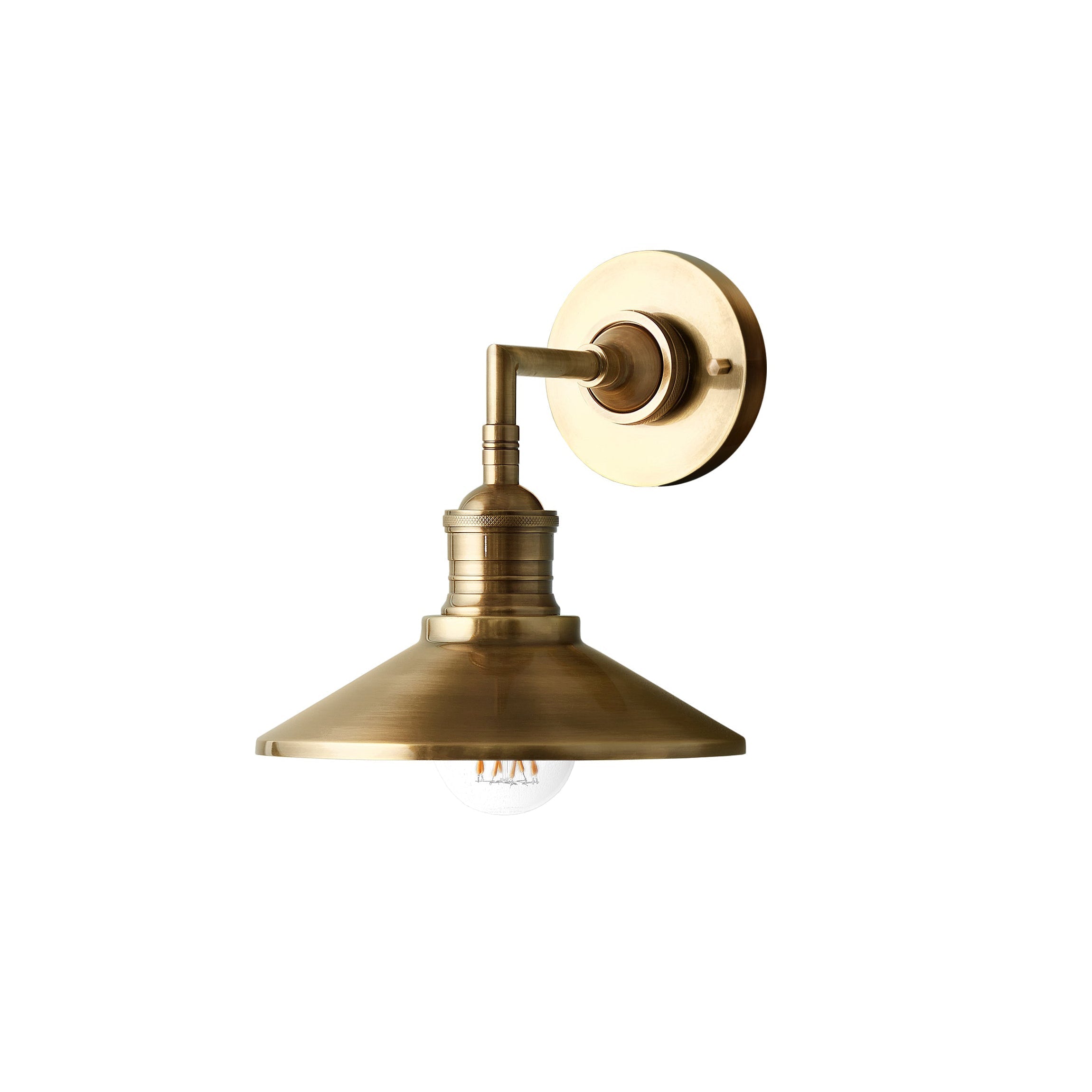 Antique Brass Indoor Wall Lamp with Conical Shade – Stylish Wall Sconce for Kitchens and Hallways 1