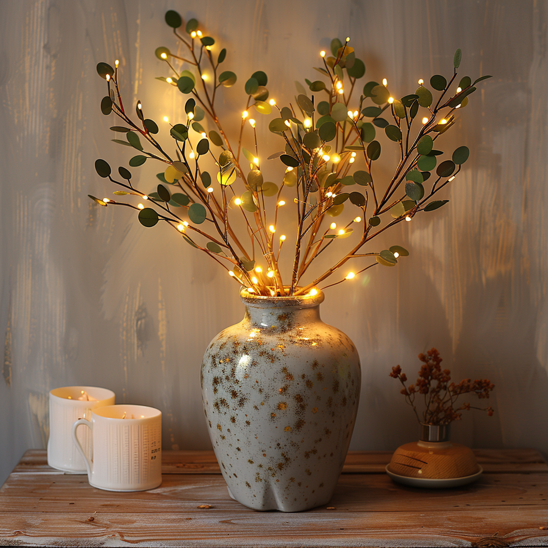 Battery Operated Fairy Lights with Olive Branch Design – 70cm Warm White LED Decorative Lighting for Home Decor 0
