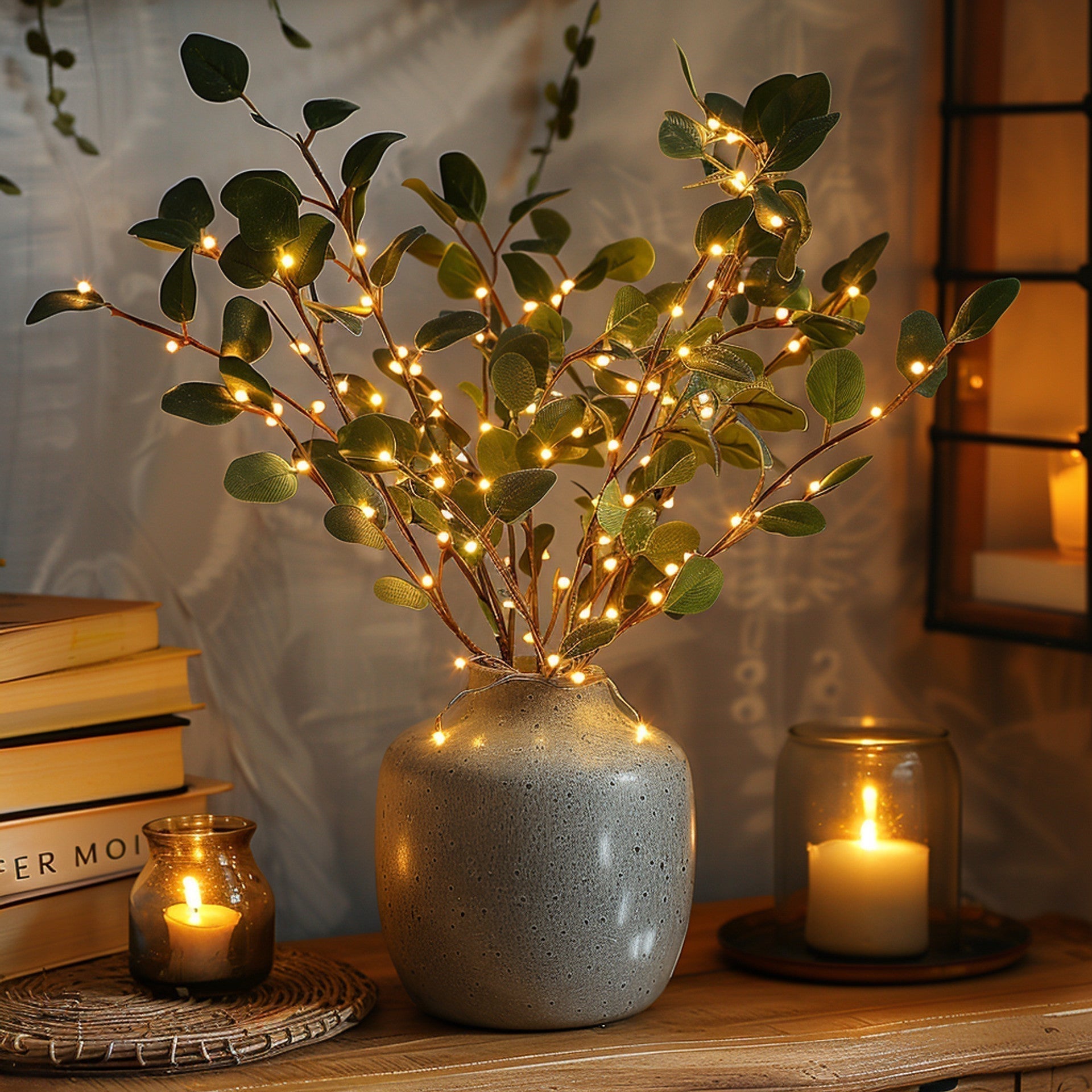 Battery Operated Fairy Lights with Olive Branch Design – 70cm Warm White LED Decorative Lighting for Home Decor 1