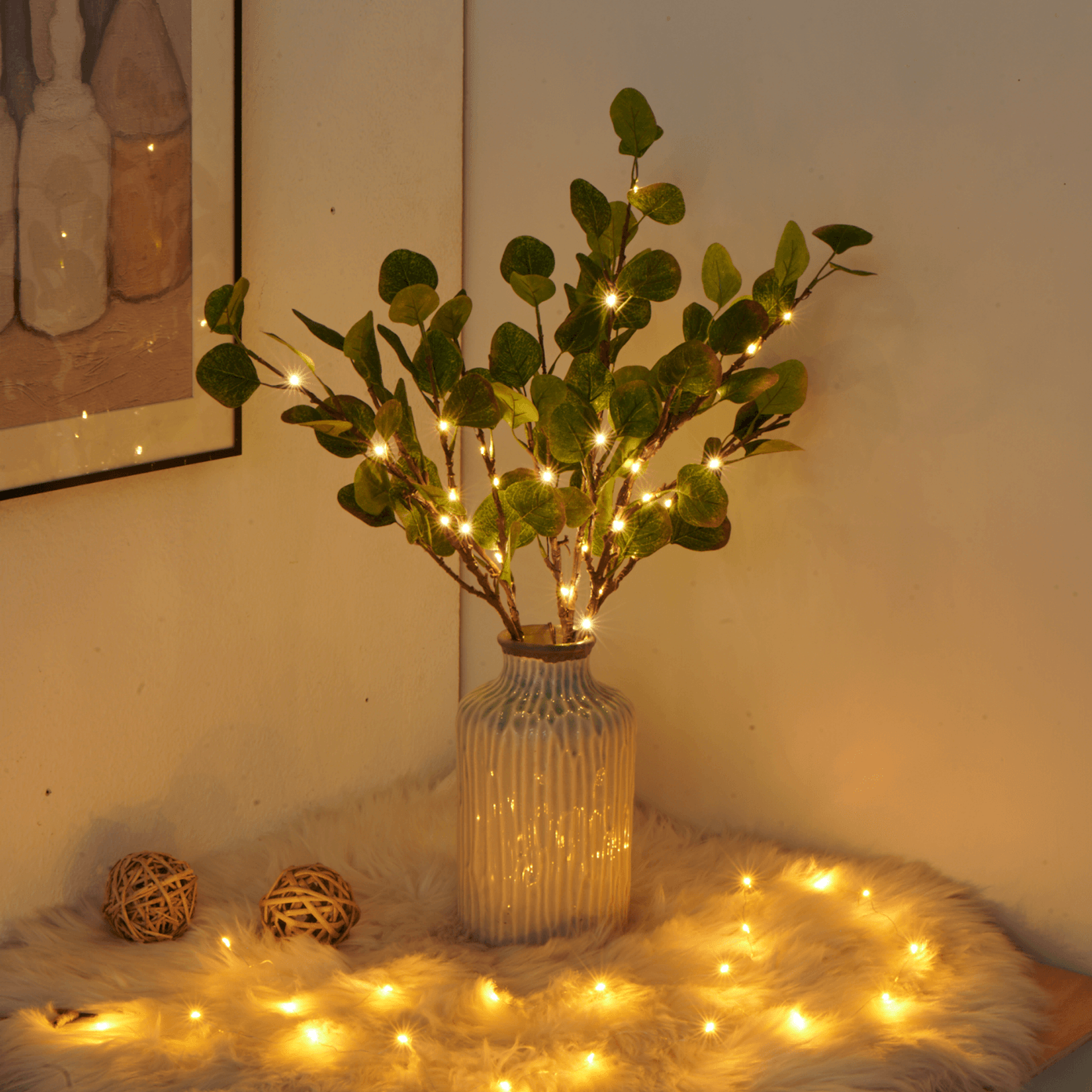 Battery Operated Fairy Lights with Olive Branch Design – 70cm Warm White LED Decorative Lighting for Home Decor 7