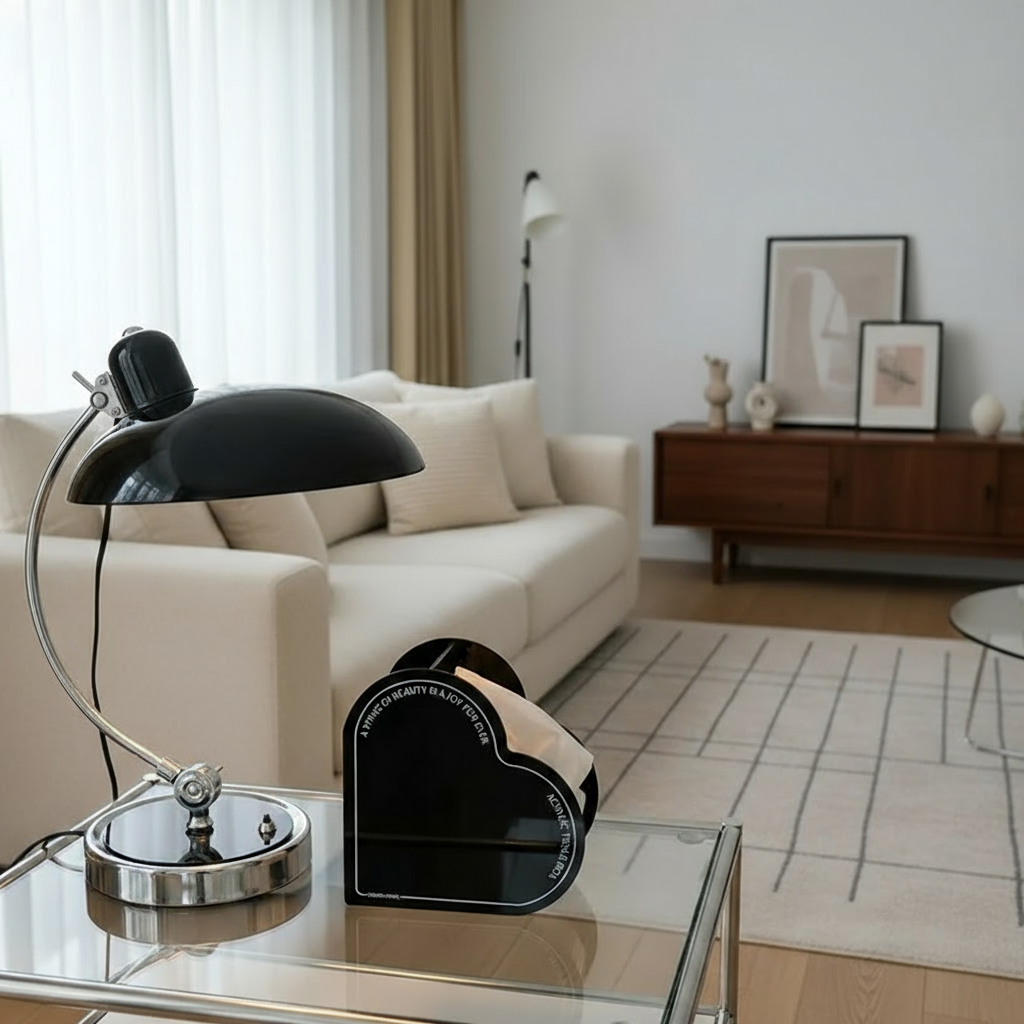 Bauhaus-Inspired Table Lamp with Chrome Finish – Elegant Iron Desk or Bedside Lamp for Stylish Living Room Illumination 1