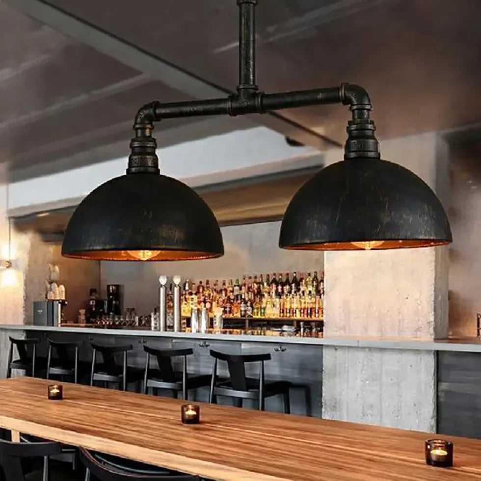 Black Industrial Pendant Lamp - Retro Double Light Design for Kitchen Pendant Lighting and Dining Room Hanging Lights 1