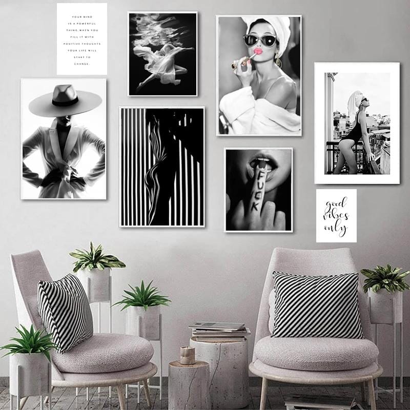 Black and White Postmodern Photography Prints – Abstract Canvas Art for Modern Home Decor 1