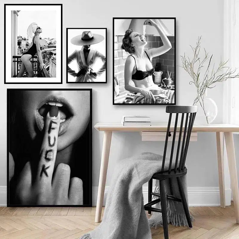 Black and White Postmodern Photography Prints – Abstract Canvas Art for Modern Home Decor 4