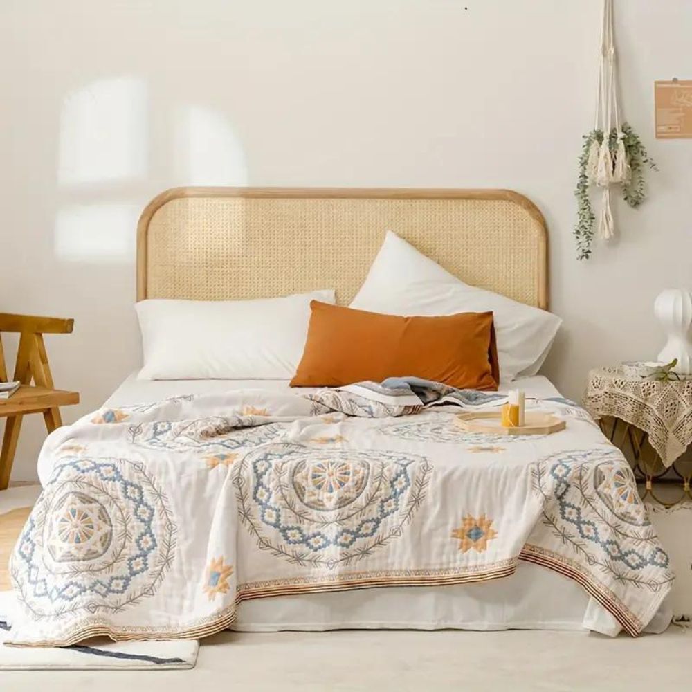 Bohemian Mandala Cotton Throw Blanket – Soft, Breathable, Versatile Blanket for Sofa, Bed, or Outdoor Use 0