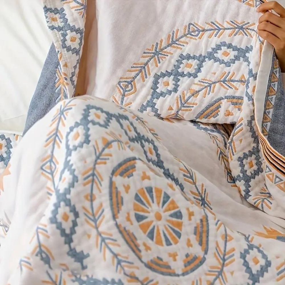 Bohemian Mandala Cotton Throw Blanket – Soft, Breathable, Versatile Blanket for Sofa, Bed, or Outdoor Use 1