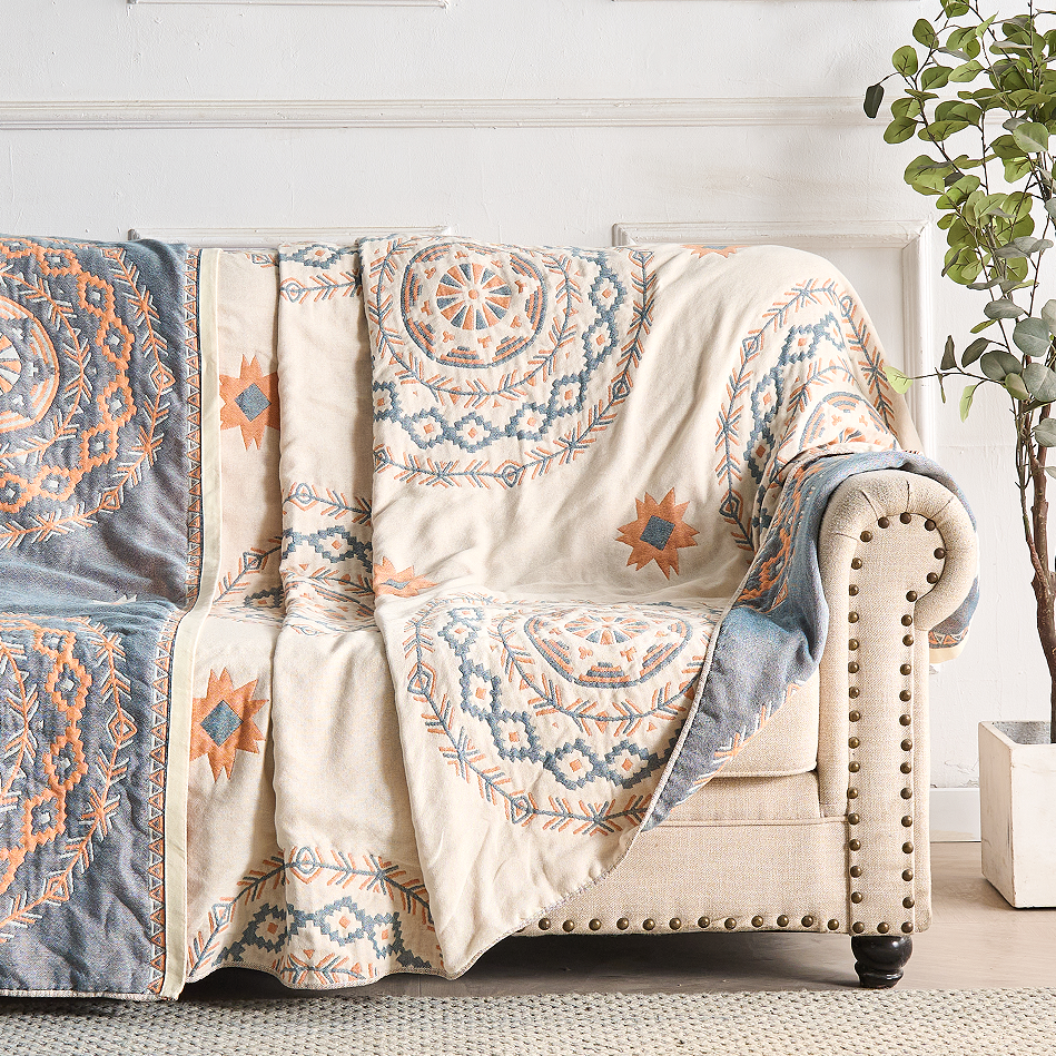 Bohemian Mandala Cotton Throw Blanket – Soft, Breathable, Versatile Blanket for Sofa, Bed, or Outdoor Use 5