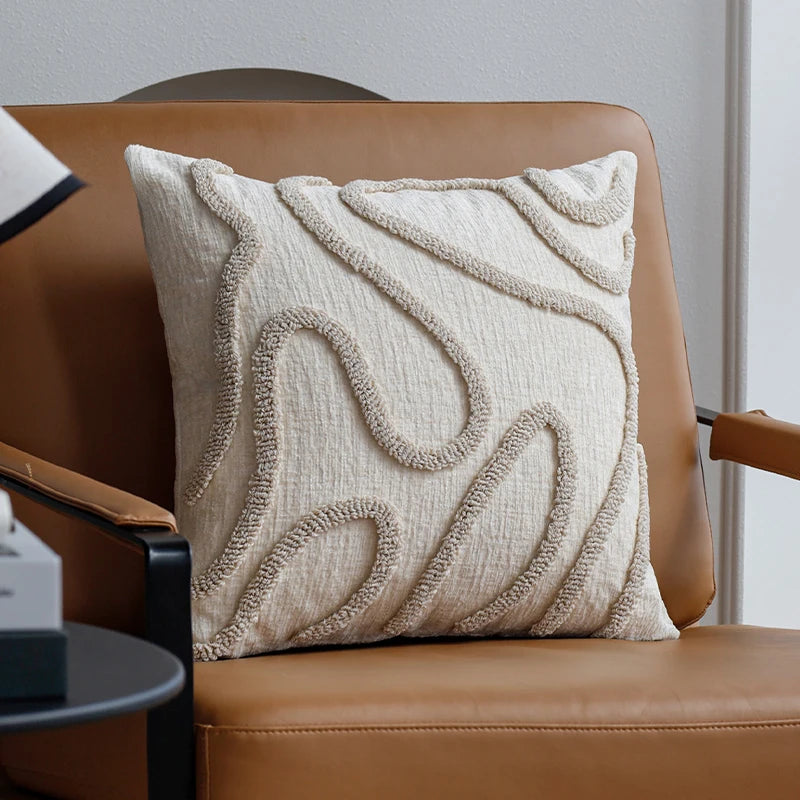Boho Chenille Cushion Cover 45x45 cm – Soft Geometric Design for Couch and Sofa Decor 0