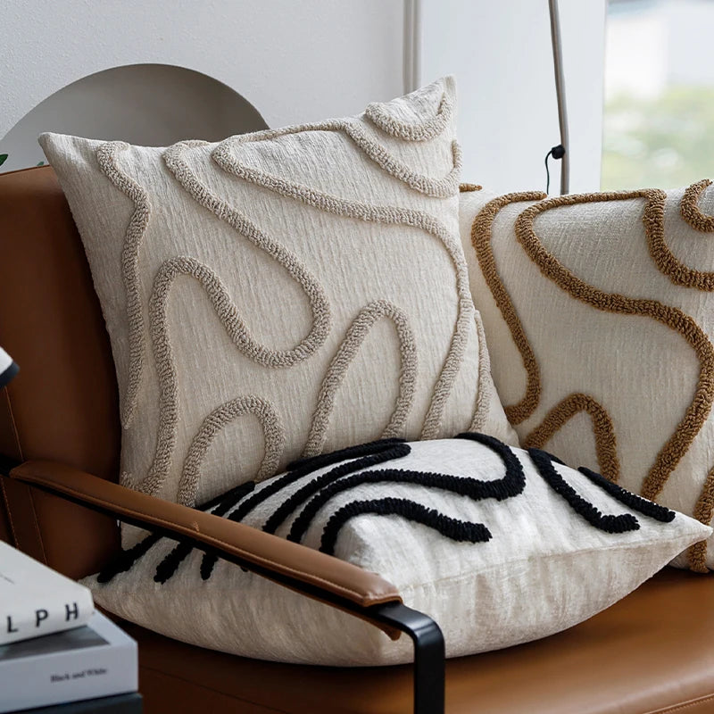 Boho Chenille Cushion Cover 45x45 cm – Soft Geometric Design for Couch and Sofa Decor 1