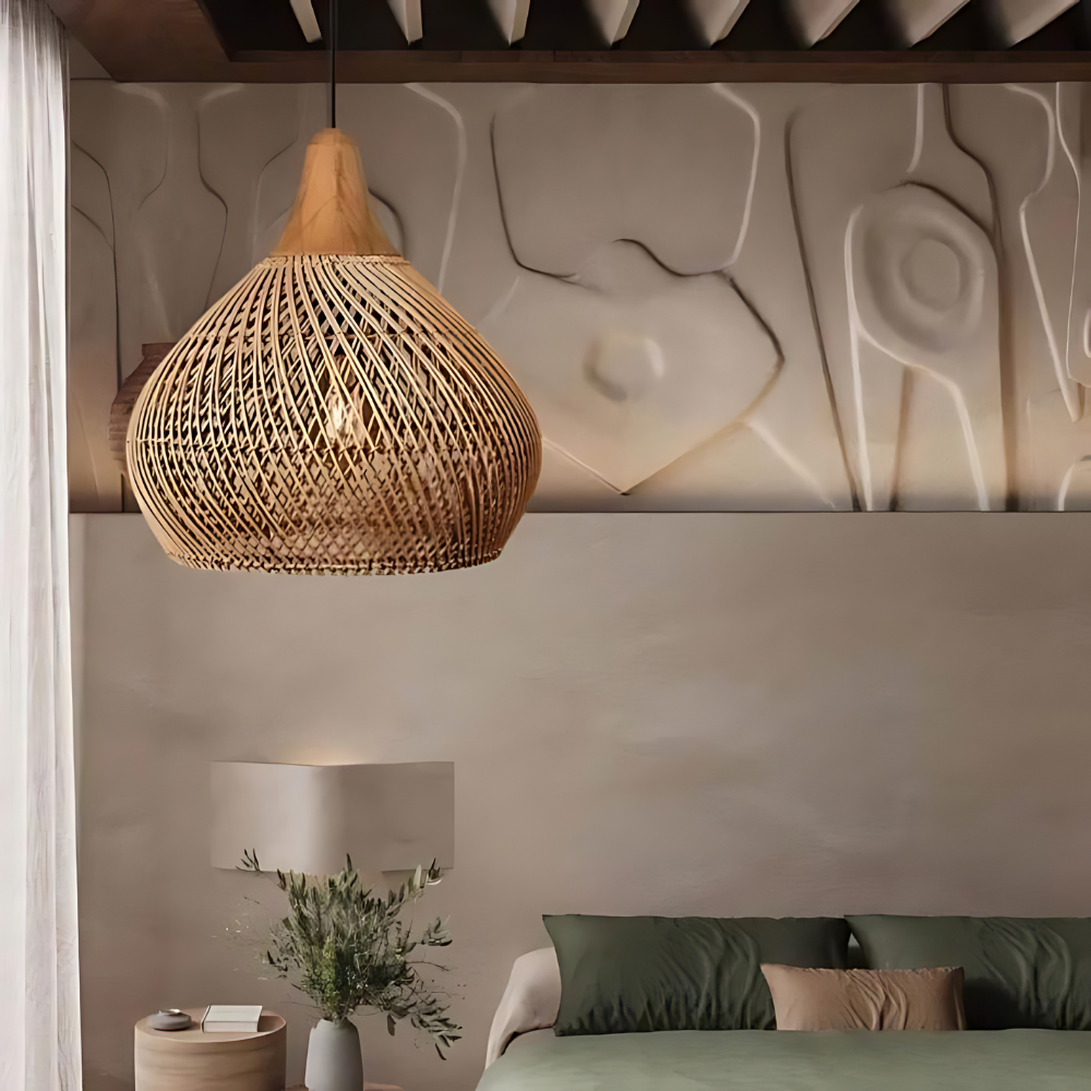 Boho Rattan Pendant Lamp – Handcrafted Natural Lighting Fixture for Kitchen and Cozy Spaces 2