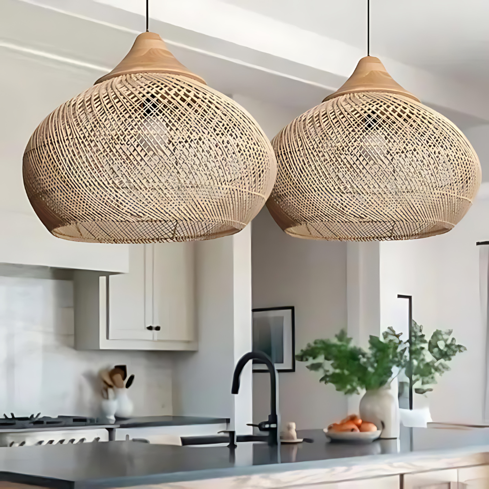 Boho Rattan Pendant Lamp – Handcrafted Natural Lighting Fixture for Kitchen and Cozy Spaces 4