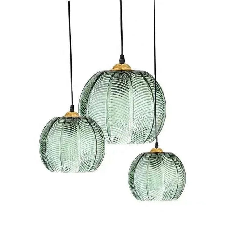 Boho Tropical Palm Leaf Glass Pendant Light – Elegant Kitchen Hanging Light Fixture with Adjustable Height 9