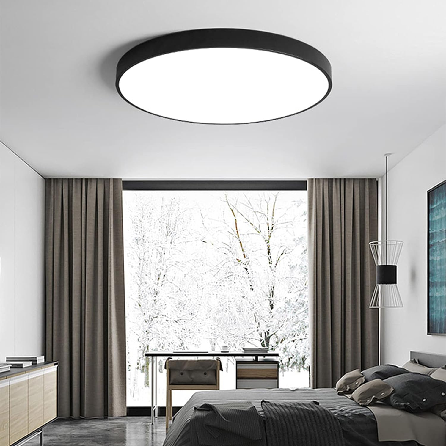 Circular LED Flush Mount Ceiling Light Fixture – Modern Design for Home Illumination, Energy Efficient, Available in Multiple Wattages 5