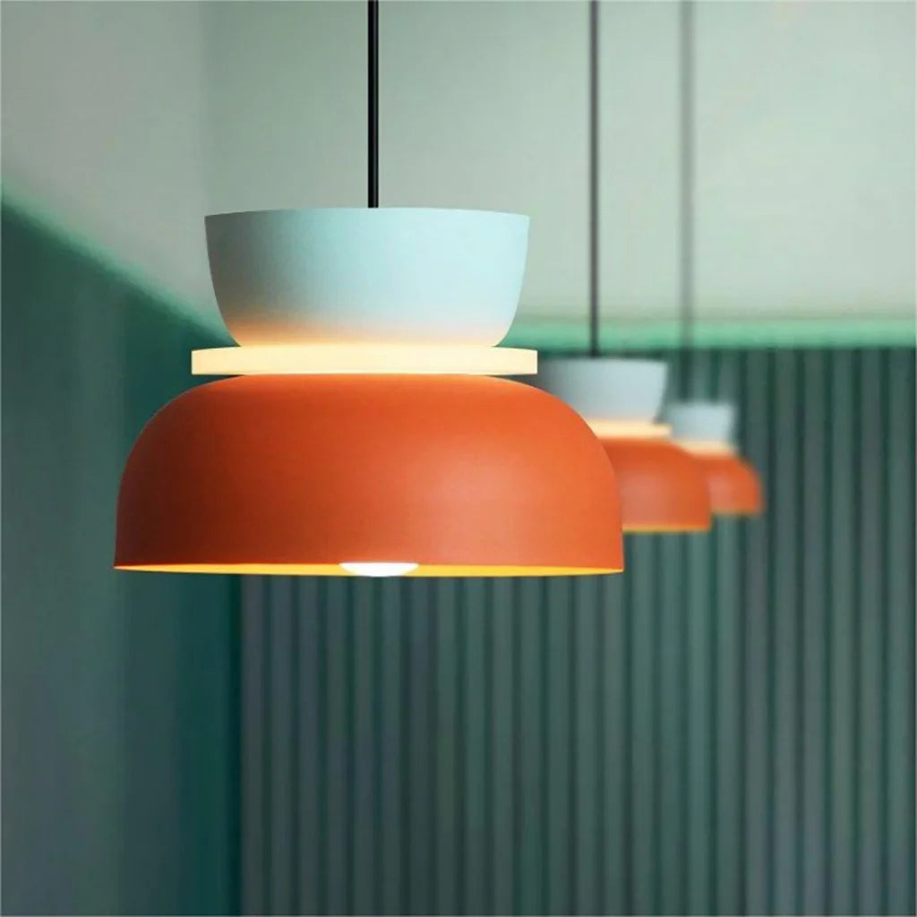 Color Block Nordic Pendant Light – Modern Glass Ceiling Fixture for Kitchen and Dining Areas 2