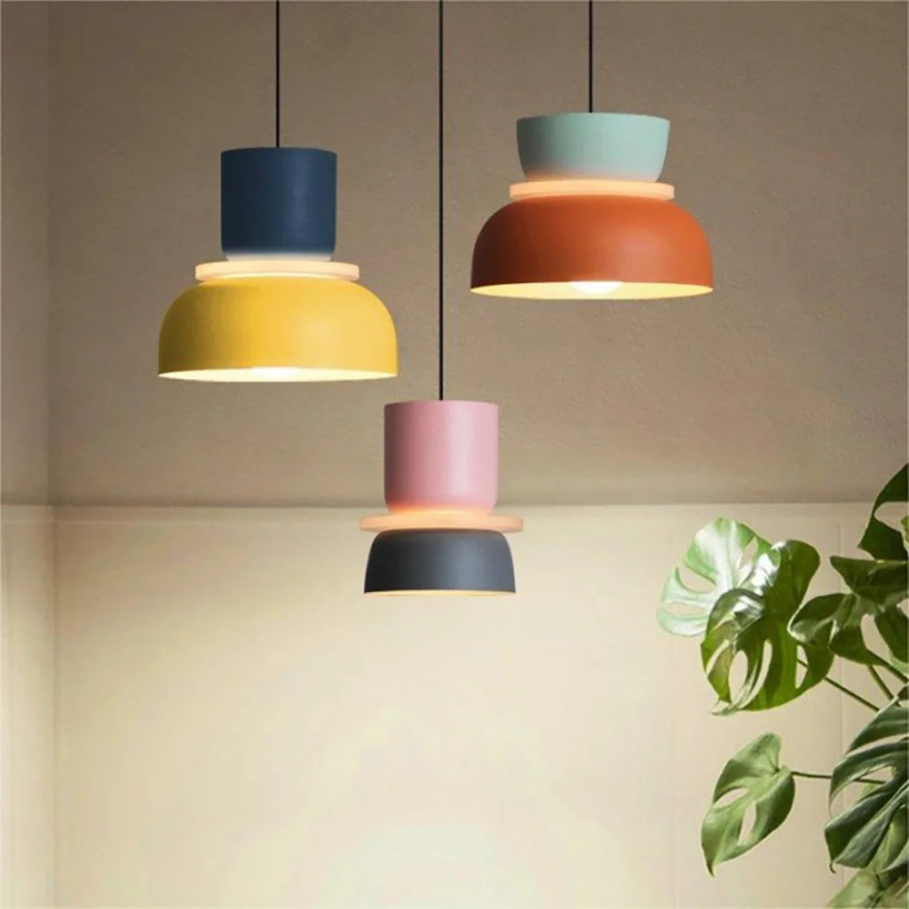 Color Block Nordic Pendant Light – Modern Glass Ceiling Fixture for Kitchen and Dining Areas 4
