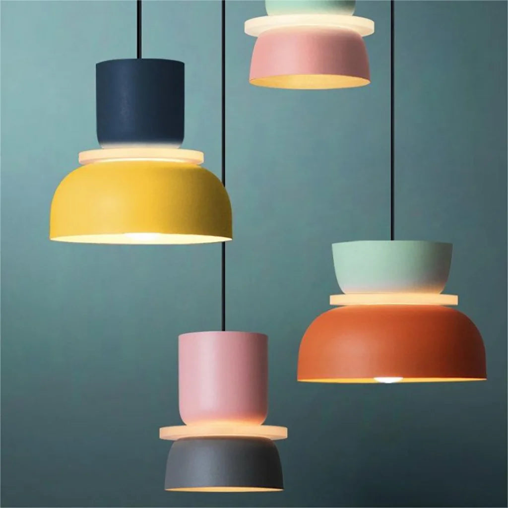 Color Block Nordic Pendant Light – Modern Glass Ceiling Fixture for Kitchen and Dining Areas 6