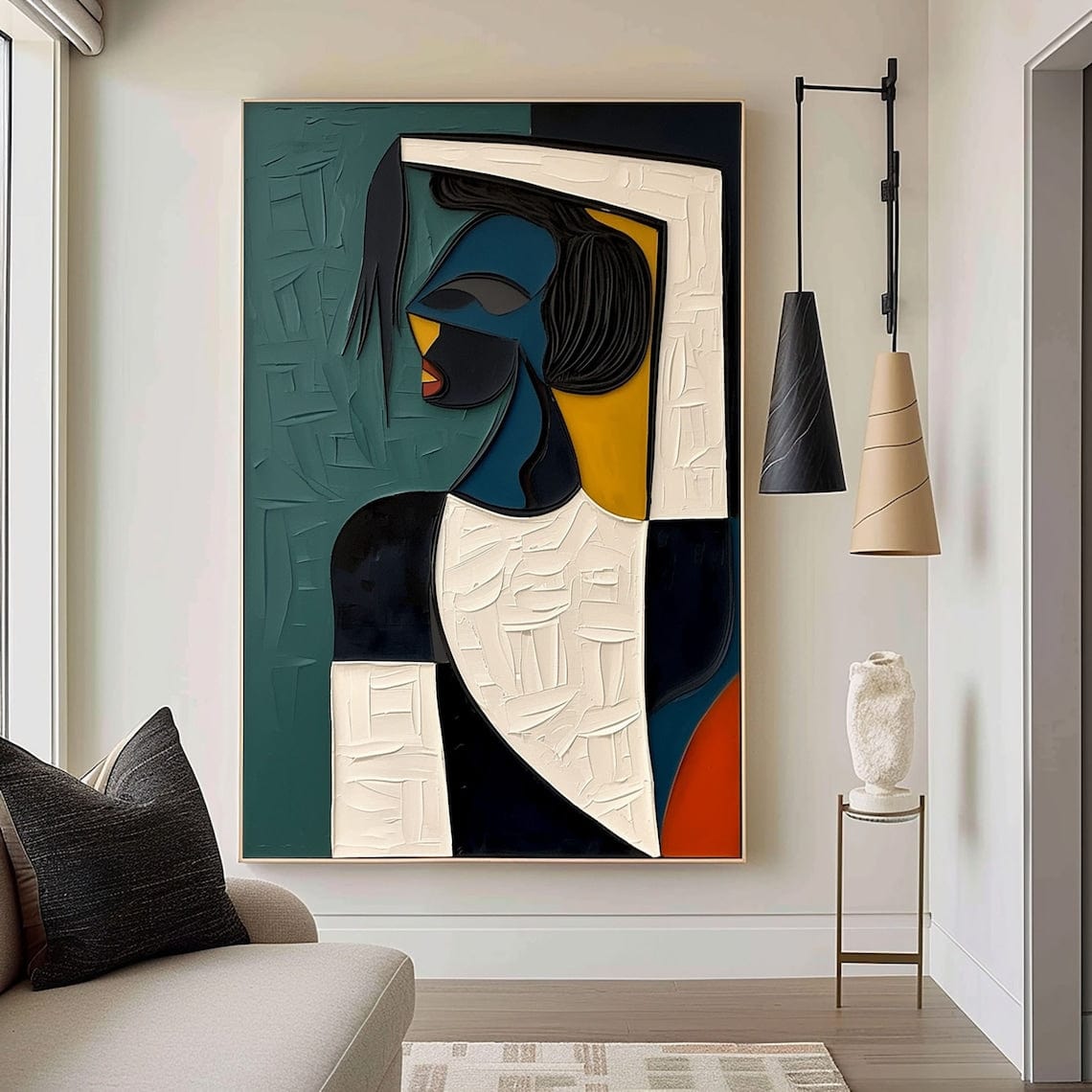 Contemporary Abstract Art Print - Geometric Shapes in Deep Blues and Golds on Museum-Quality Paper, Limited Edition 0