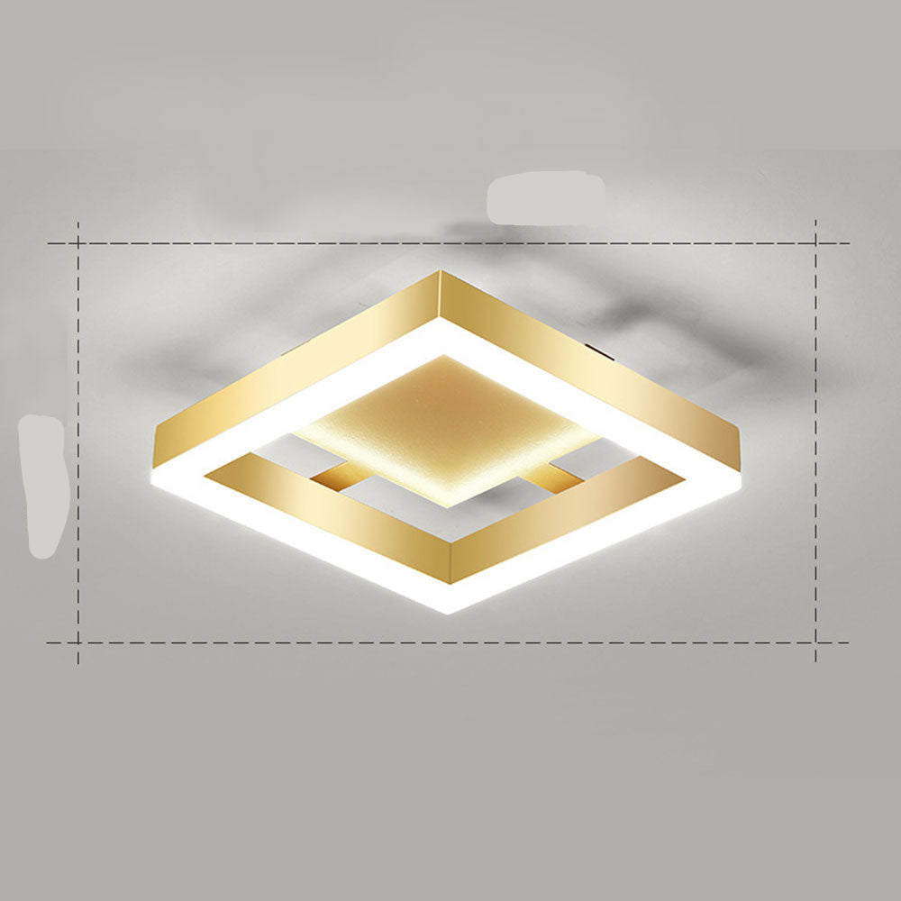 Contemporary Gold LED Flush Mount Ceiling Light Fixture – Energy-Efficient Design for Living Room, Bedroom, Hallway 0