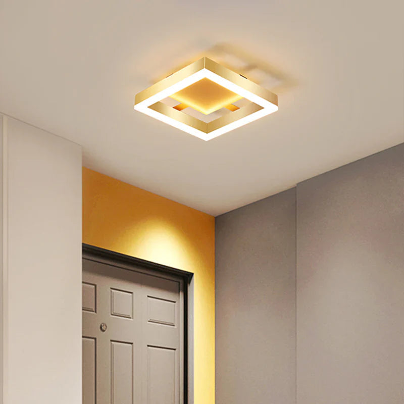 Contemporary Gold LED Flush Mount Ceiling Light Fixture – Energy-Efficient Design for Living Room, Bedroom, Hallway 1