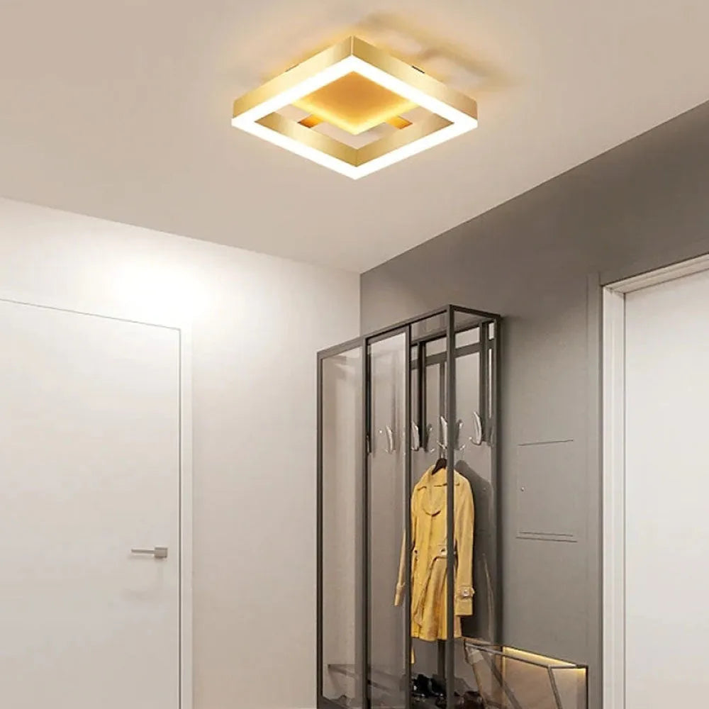 Contemporary Gold LED Flush Mount Ceiling Light Fixture – Energy-Efficient Design for Living Room, Bedroom, Hallway 2