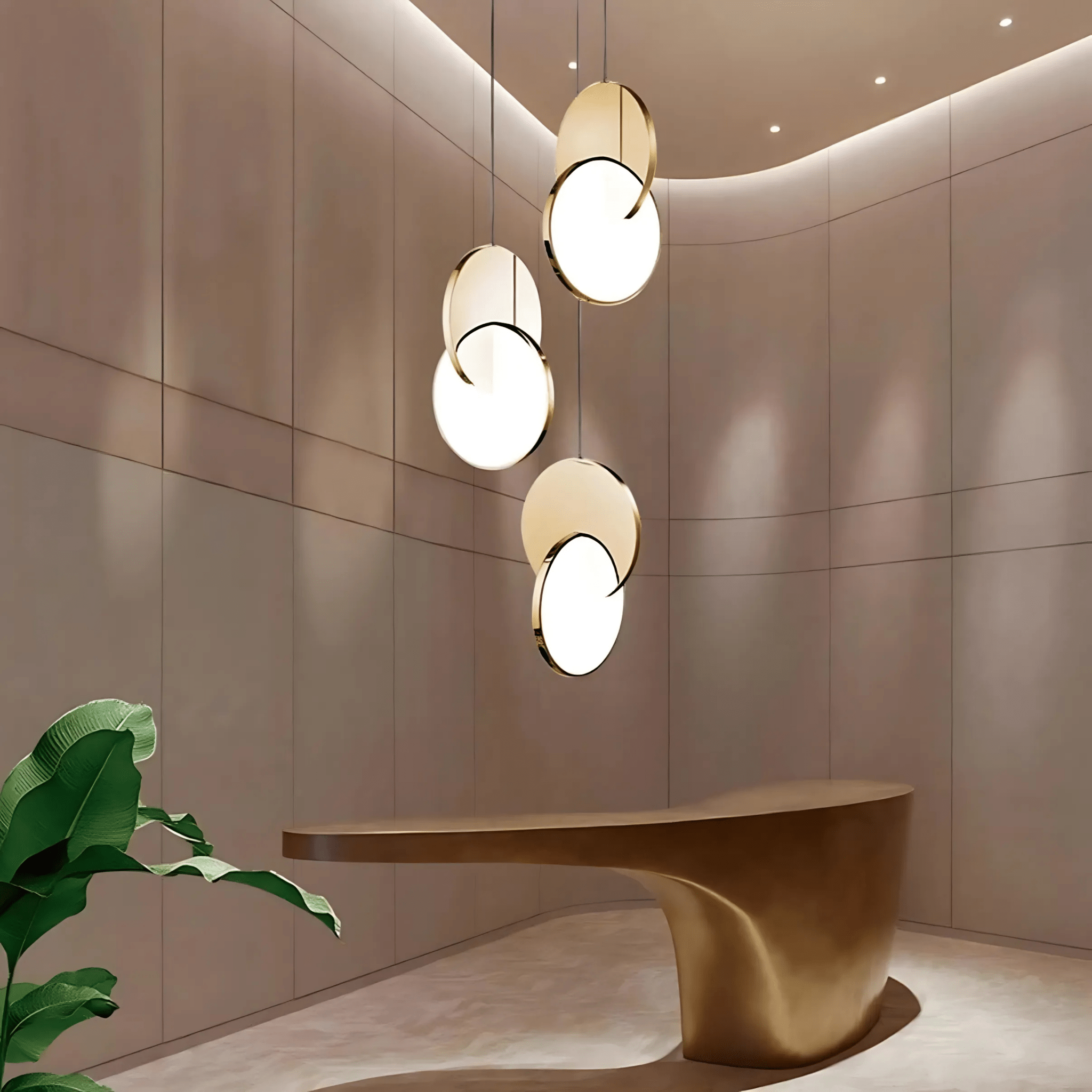 Contemporary Pendant Light – Unique Coin Design in Gold and Silver Finishes for Kitchen Pendant Lighting and Hanging Lights 2