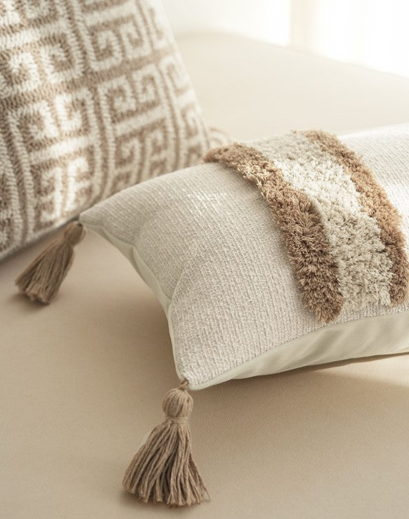 Cotton Blend Tufted Cushion Cover 30x60 cm - Elegant Boho Design for Couch and Sofa 0