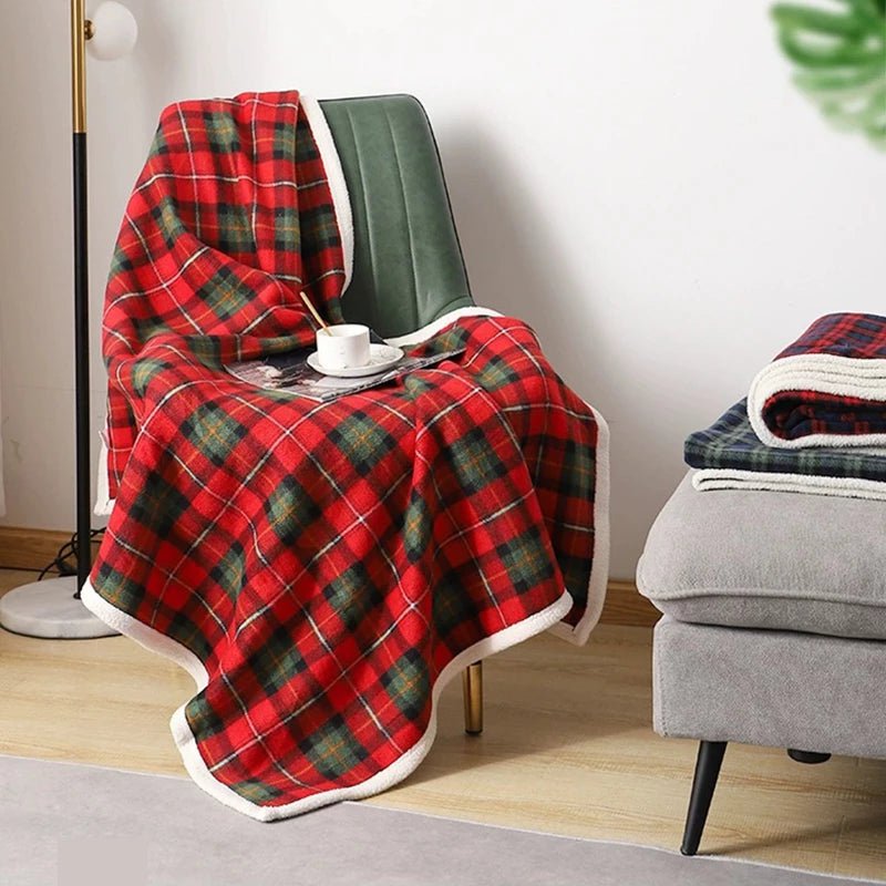 Cozy Holiday Plaid Blanket Throw – Reversible Sherpa Fleece Fleece Blanket for Warmth and Comfort, 50 x 60 Inches 2