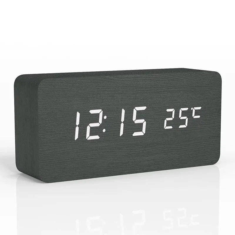 Digital Wooden Alarm Clock with LED Display – Silent, Eco-Friendly Design 0