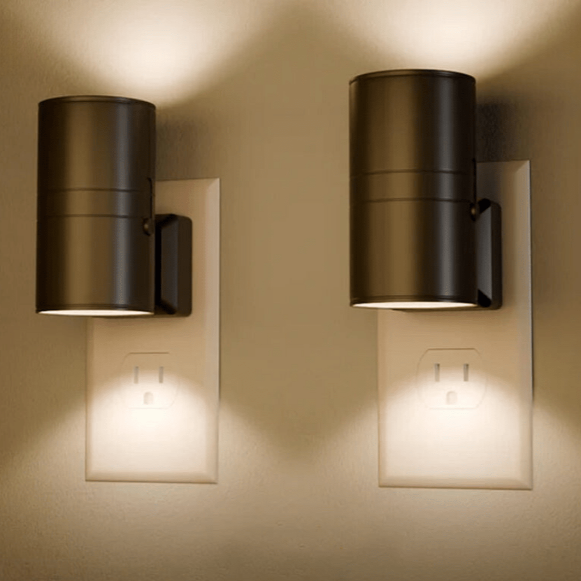 Dimmable LED Plug In Wall Lamp with Automatic Light Sensor – Modern Industrial Design for Home Illumination 1