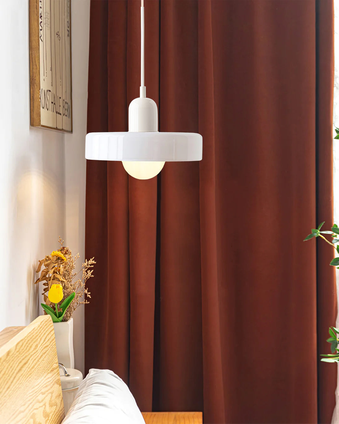 Disc Orb Pendant Lamp – Glass Shade with Frosted Globe Diffuser for Indoor Use 5