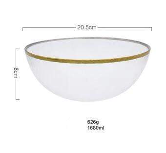 Elegant Bowl Set with Gold Rim – 3 Piece Clear Glass Serving Dishes for Stylish Dining