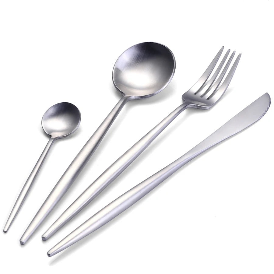 Elegant 24-Piece Silver Cutlery Set – High-Quality Stainless Steel Dining Utensils, Dishwasher Safe, Versatile Design 2