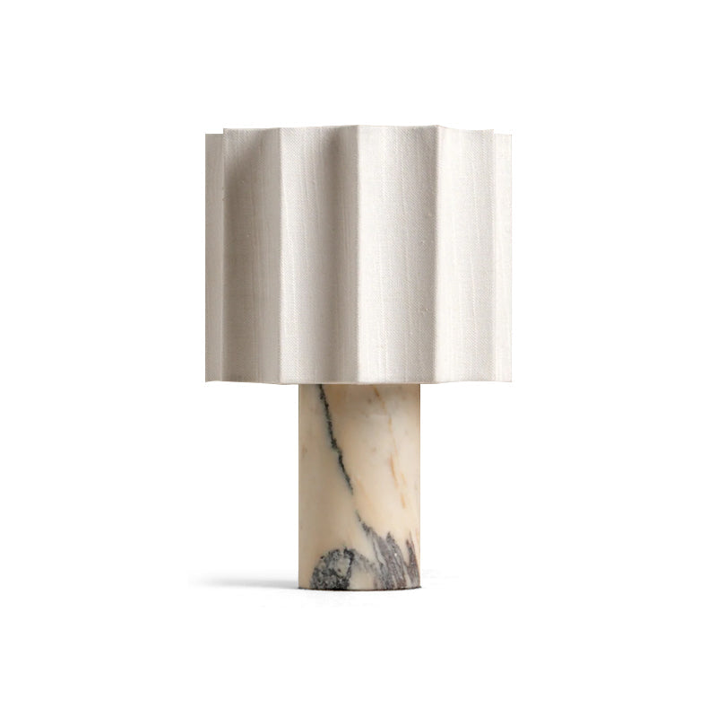 Elegant Battery Operated Table Lamp with Marble Base and Fabric Shade – Cordless Bedside Lamp for Living Room and Bedroom 0