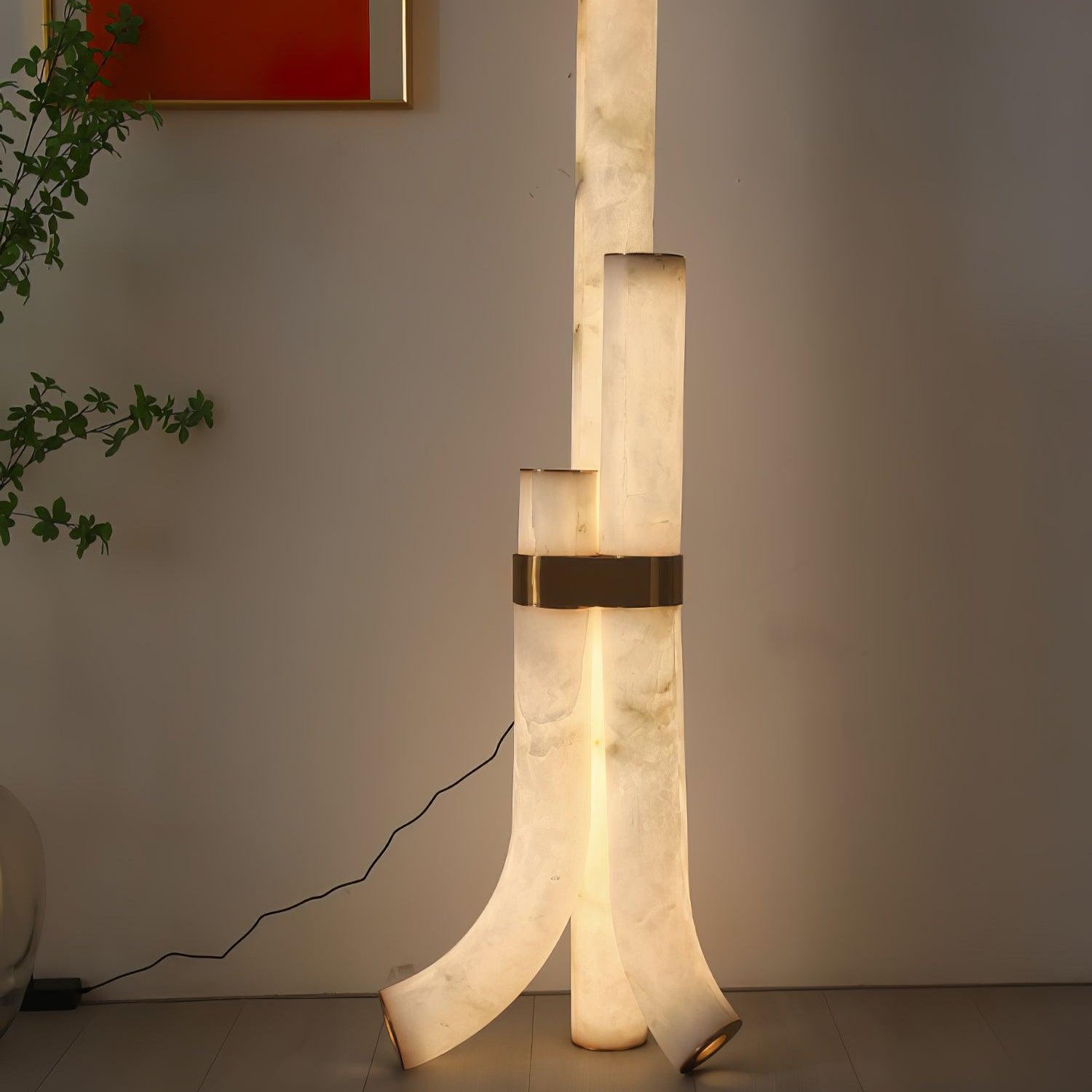 Elegant Brass Floor Lamp with Alabaster Shade and Integrated LED Lighting for Living Room – 59.1 Standing Lamp 2