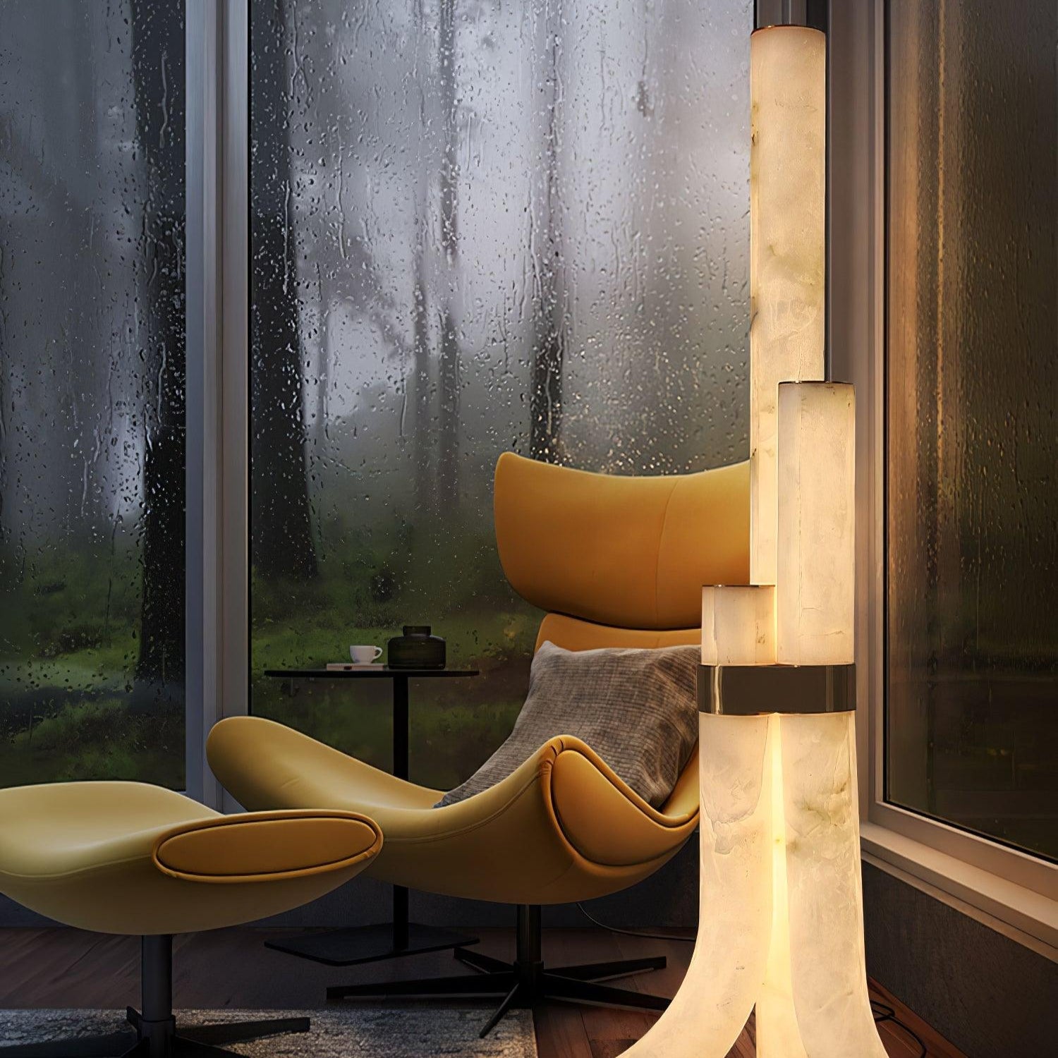 Elegant Brass Floor Lamp with Alabaster Shade and Integrated LED Lighting for Living Room – 59.1 Standing Lamp 5