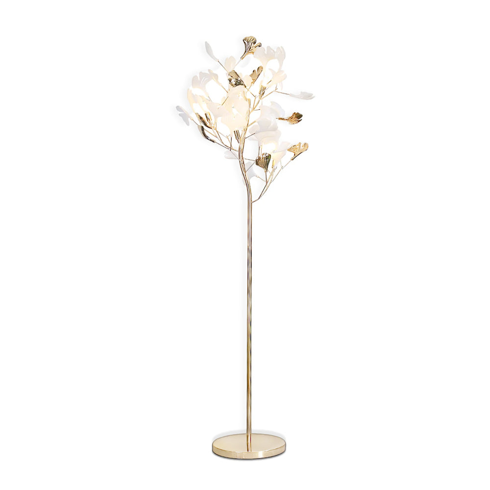 Elegant Ginkgo Leaf Floor Lamp with Gold Metal Base – Ideal for Living Room and Bedroom 1