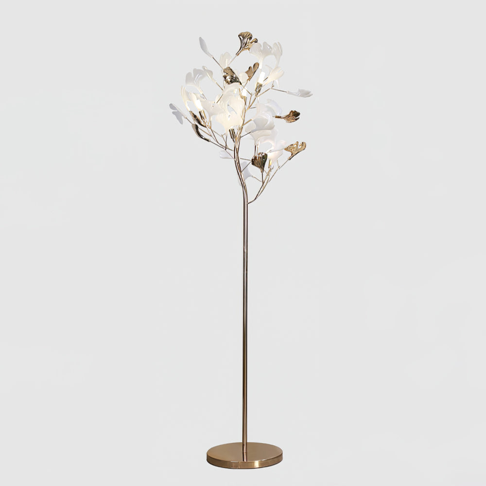 Elegant Ginkgo Leaf Floor Lamp with Gold Metal Base – Ideal for Living Room and Bedroom 8