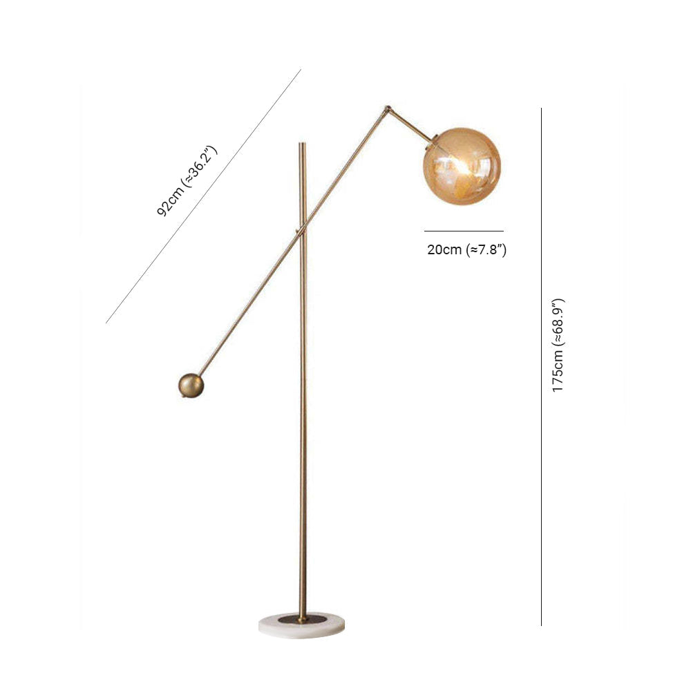 Elegant Gold Arc Floor Lamp – Modern Design for Living Room and Bedroom, Adjustable Height with Glass Shade 8